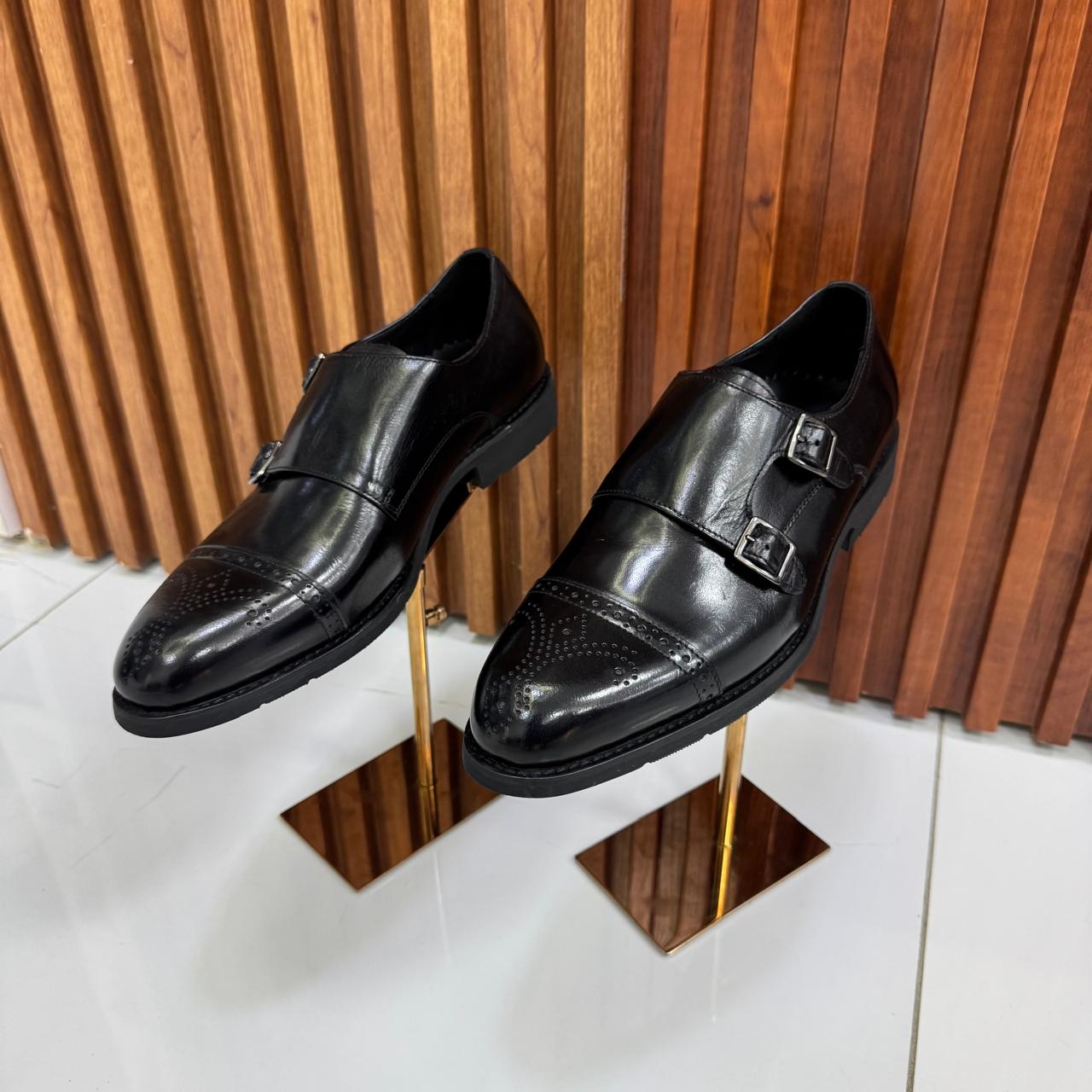 Double monk official leather shoe