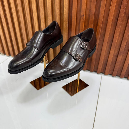 Double monk official leather shoe