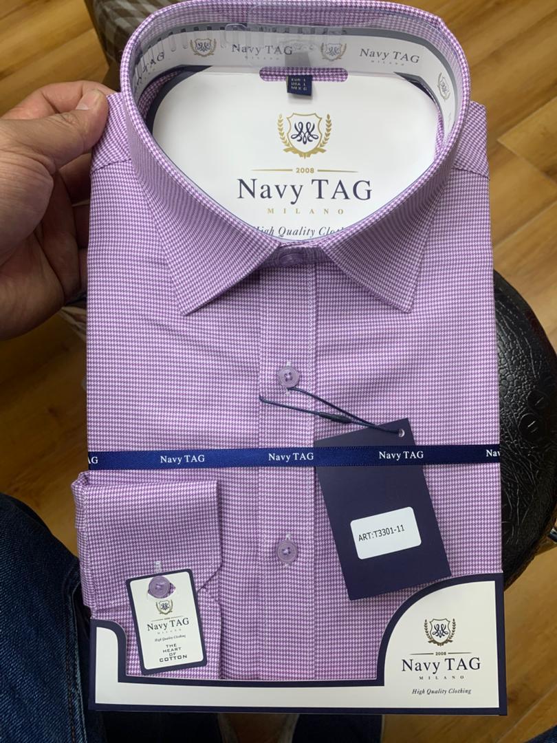 Navy Tag Small Checked Formal Shirt